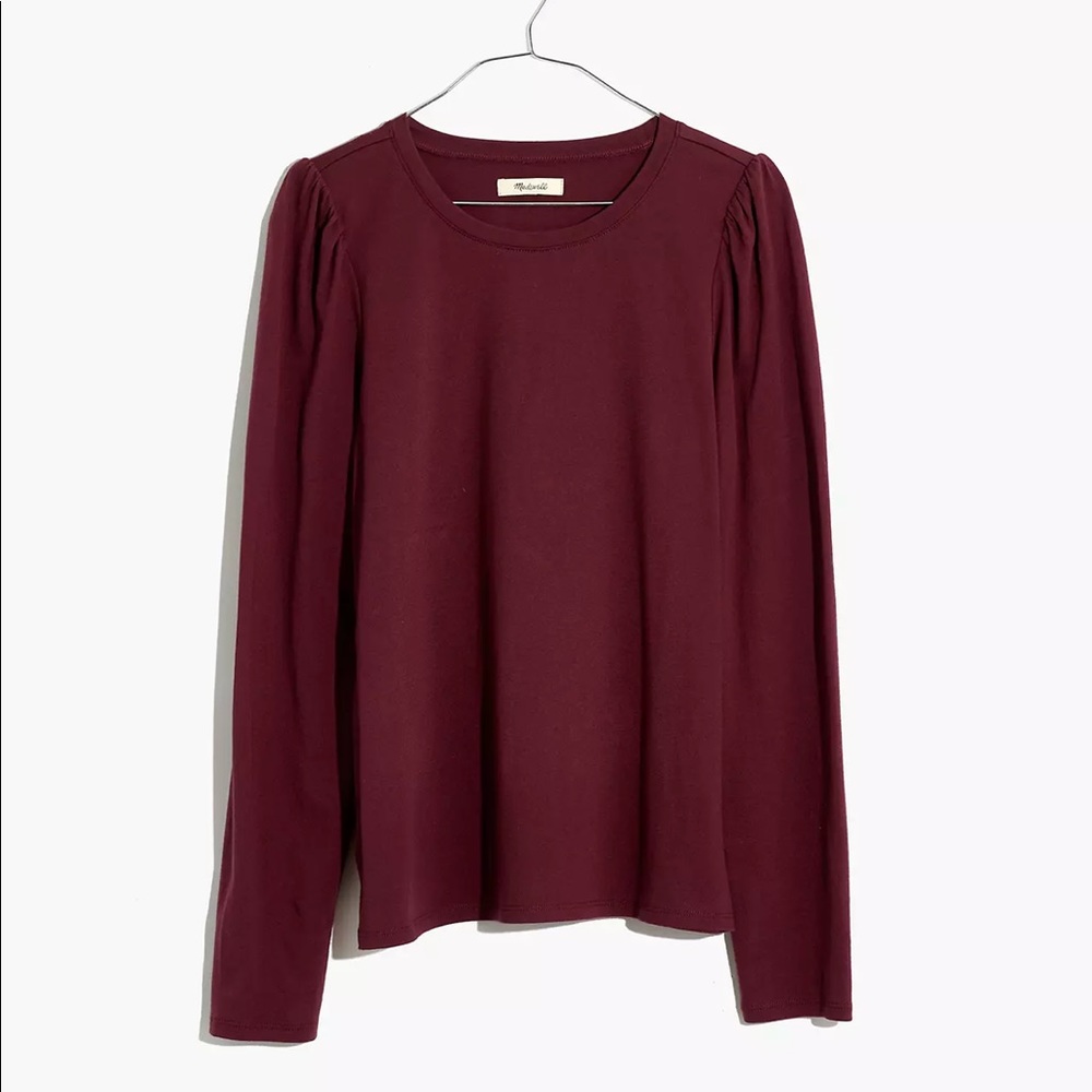 (Re)sourced Cotton Puff-Sleeve Tee in Dark Fig